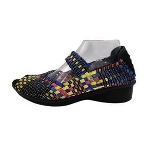 Bernie Mev Shoes Womens Size 41 Black Multicolor Woven Mary Jane Comfort Walking